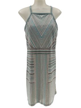 PRANA Sleeveless Geo-Print Halter Dress in Sage and Blush Tennis Pickleball Sz M